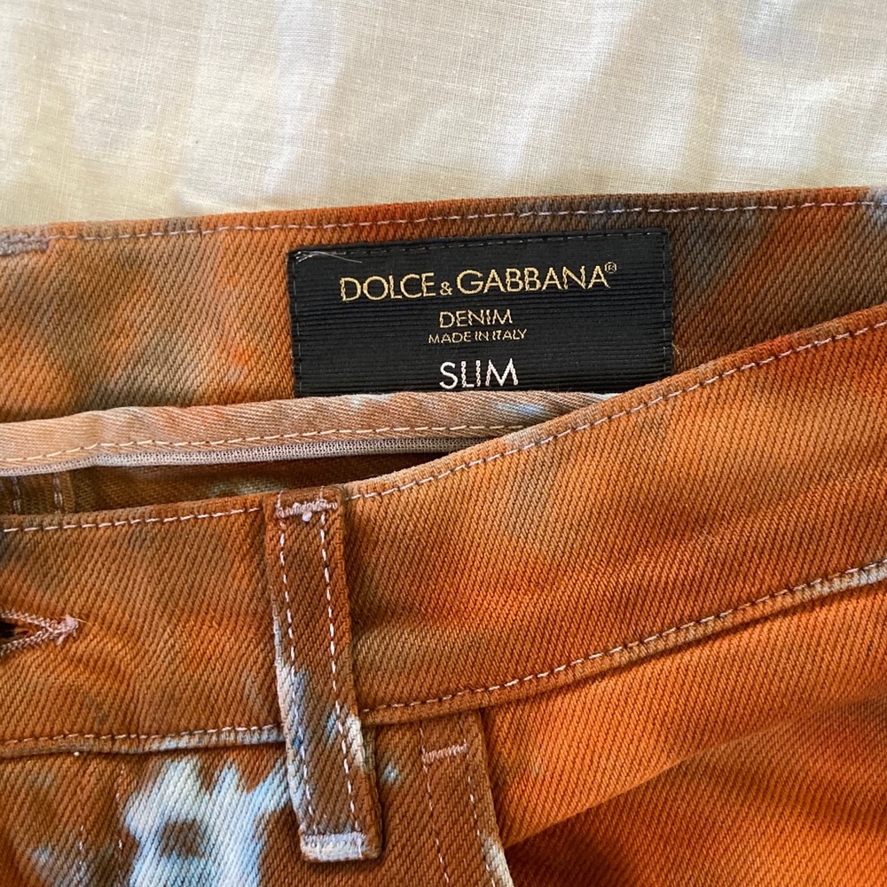 Dolce & Gabbana Men's Orange Tie-Dye Skinny Jeans - NWOT - Size 48 (US 32)